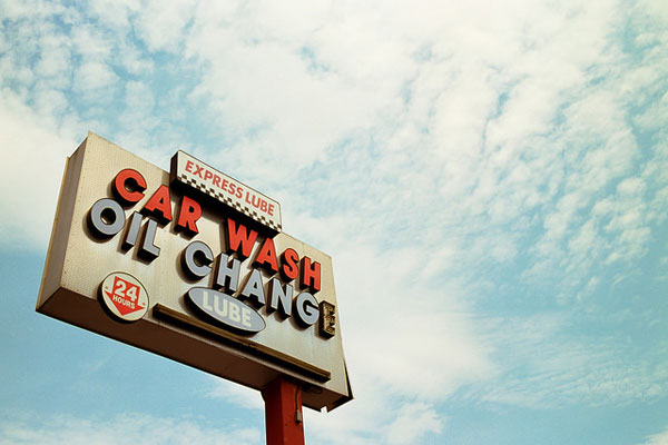 Sign for car wash and lube shop