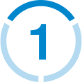 A blue number 1 is centered inside a blue circular outline, with the top third of the circle shown as a solid darker blue—symbolizing the innovation of an automatic oil and grease separator. The background is light gray.