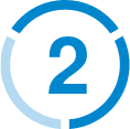 A blue number 2 is centered inside a partial blue circular border, with the lower left segment in a lighter blue shade—symbolizing an automatic oil and grease separator.