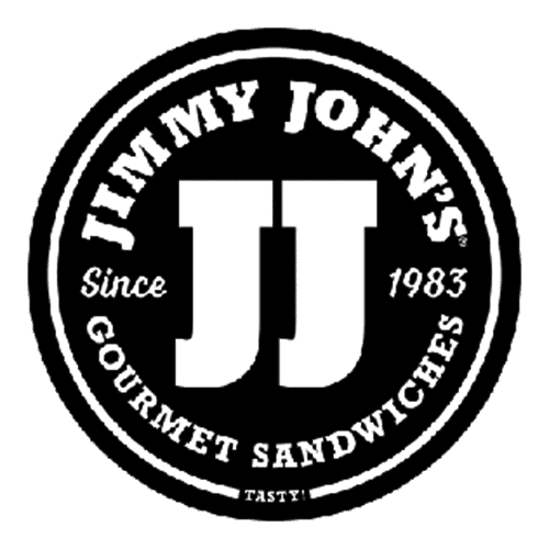 A circular black and white Jimmy John’s Gourmet Sandwiches logo featuring “JJ” in the center, with “Since 1983” and “Gourmet Sandwiches” around the edges—perfect for kitchens using an automatic grease removal system.