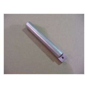 A cylindrical metal rod with one end squared off and featuring a small drilled hole, placed on a plain brown surface—commonly found in automatic oil and grease separator or self-cleaning grease trap systems.