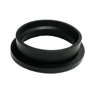 A black, circular rubber or plastic gasket with a raised rim, designed for use in an automatic grease removal system, photographed against a plain white background.