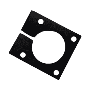 A flat, black, rectangular gasket designed for automatic oil and grease separator systems, featuring a large central circular cutout, four smaller holes at the corners, and a straight notch on one side of the circle.