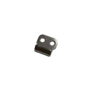 A small metallic bracket with two circular holes at the top and a rounded edge at the bottom, photographed against a plain white background—ideal for use in self-cleaning grease trap or automatic oil and grease separator systems.