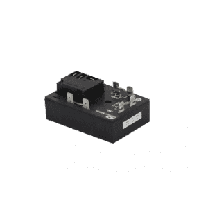 A black rectangular electrical relay component with metal prongs and terminals, labeled with a diagram and technical specifications, typically used in automatic grease removal systems, placed against a plain white background.