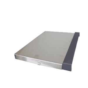 A rectangular stainless steel platform with a raised edge on one side, partially covered by a dark gray rubber or plastic strip, designed for use with an automatic oil and grease separator, set against a plain white background.